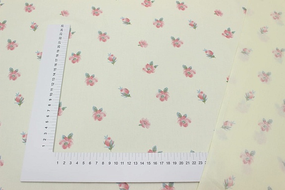 Сатин "Розовый микс - цветочки" цв.шампань, (комп), ш.1.6м, хлопок-100%, 110гр/м.кв