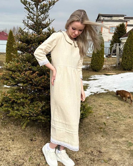 Платье с кружевной отделкой из крапивы Рами по МК с Нелли Беленкиной*