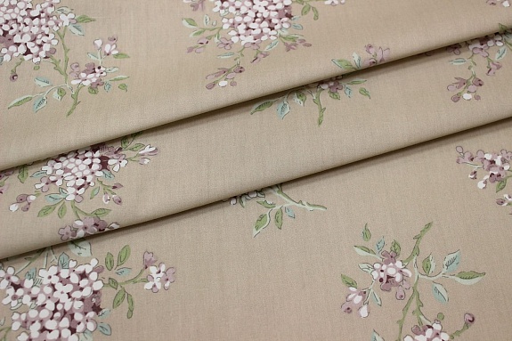 Сатин "Аромат сирени" цв.бежево-кофейный, ш.2.35м, хлопок-100%, 110гр/м.кв