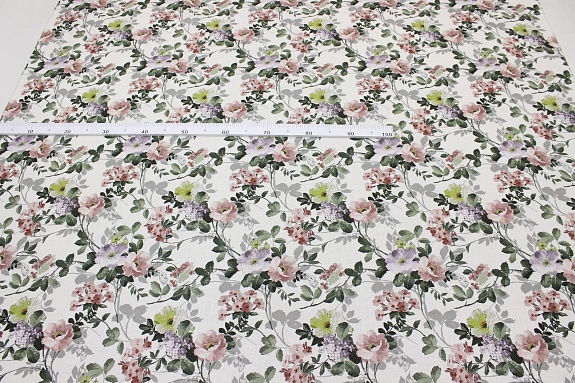 Лен костюмный Цифр.печать "Дикая роза", ш.1.5м, лен-100%, 190гр/м.кв