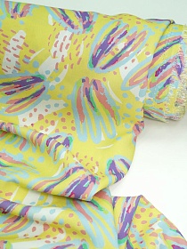 Штапель "Яркая фантазия" цв.лимонный, ш.1.45м, вискоза-100%, 105гр/м.кв