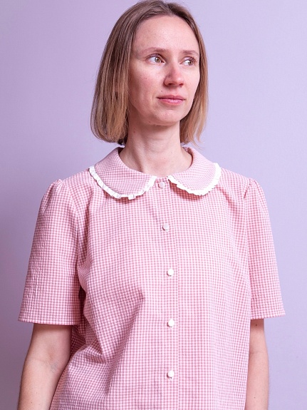 Рубашка из вареного хлопка цв.розовый коралл
