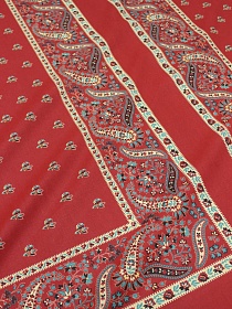 Поплин Барановский платок"Аксиния" с узорным купоном, цв.красный терракот, ш.1.5м, хл-100%, раппорт1м