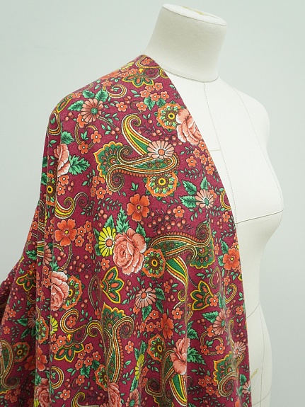 Фланель "Восточная роза" цв.винтажно-бордовый, ш.1.5м, хлопок-100%, 175гр/м.кв