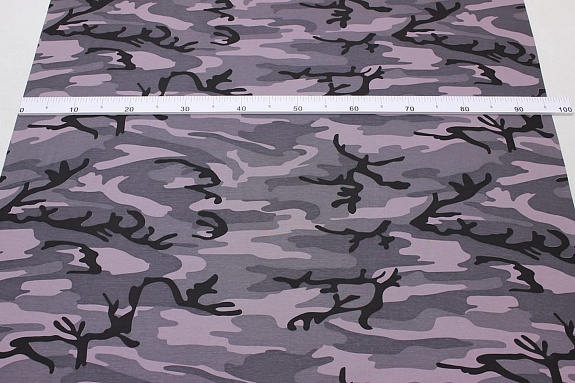 Трикотаж Кулир.гладь "Камуфляж" цв.серо-лиловый, ш.1.96м(0.98м*2,чулок), Карде, хлопок-100%, 145гр/м.кв