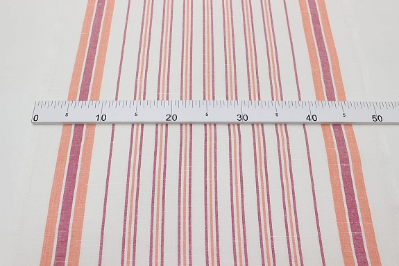 Холст полотенечный "Узкая полоска" цв.персиковый/сиренево-бордовый, ш.0.5м, лен-30%, хл-70%