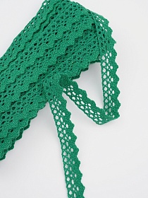 Кружево цв.изумрудно-зеленый, ш.16мм, хлопок-90%, п/э-10%, 10м, рис.078/31