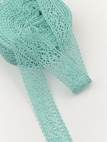 Кружево цв.нежно-бирюзовый с мятным оттенком, ш.27мм, хлопок-90%, п/э-10%, 10м, рис.101/19