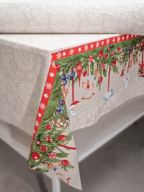 Рогожка "Новогодние украшения", ш.1.5м, хлопок-100%, 150гр/м.кв