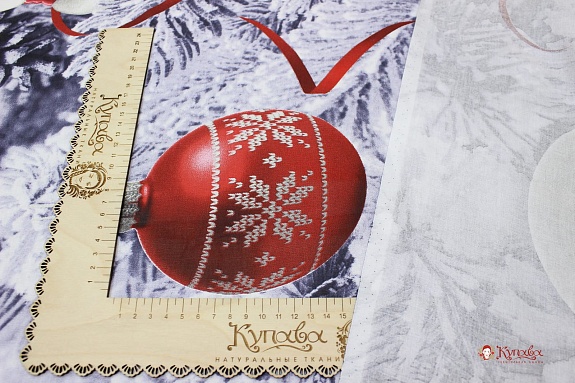 Мерный лоскут(ткань в отрезах) - Поплин "Волшебная зима - игрушки", (комп), ш.2.2м, хлопок-100%,