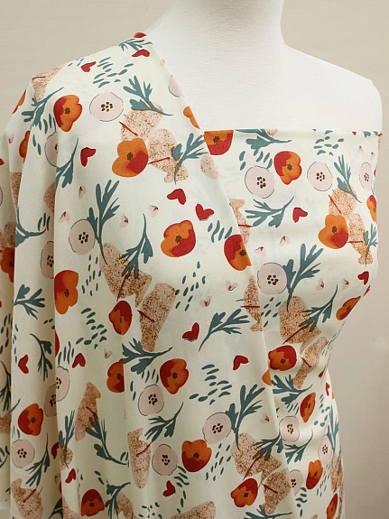 Штапель "Анима" цв.св.бежево-молочный, СОРТ2, ш.1.45м, вискоза-100%, 90гр/м.кв