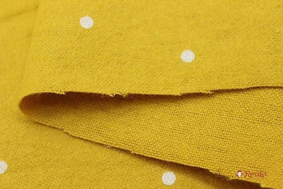 Теплый хлопок "Россыпь гороха на горчичном", ш.1.5м, хлопок-100%, 160гр/м.кв
