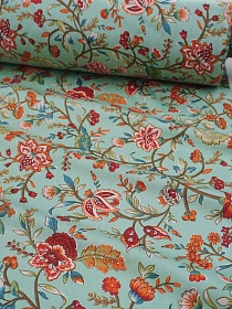 Сатин "Багряный цветок" цв.мятно-зеленый, ш.2.5м, хлопок-100%, 110гр/м.кв