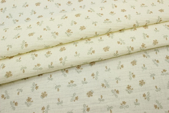 Муслин двухслойный с эф.жатости "Агнешка" цв.шампань, ш.1.35м, хл-100%, 120гр/м.кв