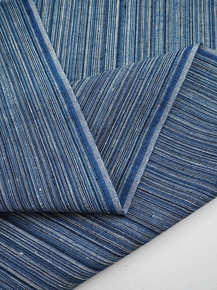 Лен пестротканый "Джинсовый меланж - полоска", ш.1.6м, лен-100%, 170гр/м.кв