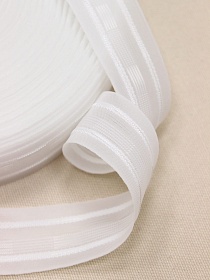 Лента шторная цв.белый (матовая), ш.30мм, фиксированная сборка 1:2.3