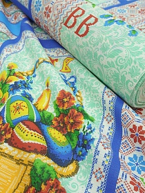 Вафельное полотно "Пасхальная корзинка", СОРТ2, ш.1.5м, хлопок-100%, 150гр/м.кв, раппорт 64см