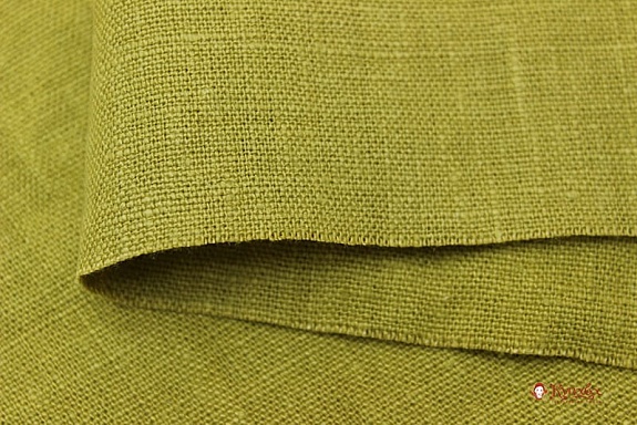 Лен костюмный с эффектом мятости цв.Оливково-желтый, ш.1.45м, лен-100%, 250гр/м.кв
