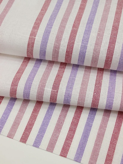 Холст полотенечный "Полоска" цв.бордовый/сиреневый, ш.0.5м, лен-30%, хлопок-70%, 140гр/м.кв