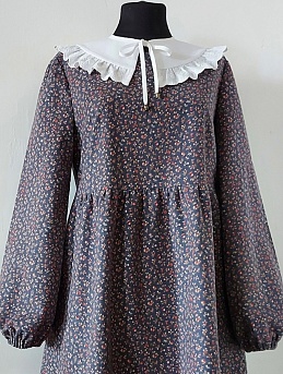 Платье из теплого хлопка "Брусника" в винтажно-сером цвете