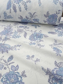 Сатин "Цветущая фантазия" цв.голубой, ш.2.35м, хлопок-100%, 110гр/м.кв