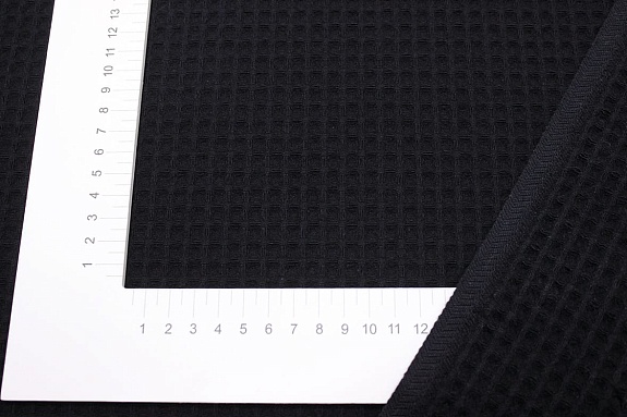 Вафельное премиум-полотно "Italy" цв.Черный, ш.1.5м, хлопок-100%, 250гр/м.кв