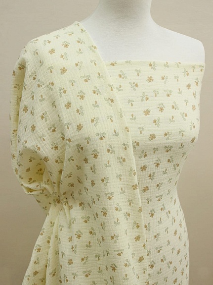 Муслин двухслойный с эф.жатости "Агнешка" цв.шампань, ш.1.35м, хл-100%, 120гр/м.кв