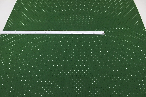 Штапель "Ассорти белого гороха" цв.темно-травяной, ш.1.45м, вискоза-100%, 90гр/м.кв 