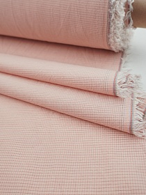 Вареный (стираный) хлопок "Клетка - сетка" цв.бежево-персиковый, ш.2.5м, хл-100%, 115гр/м.кв