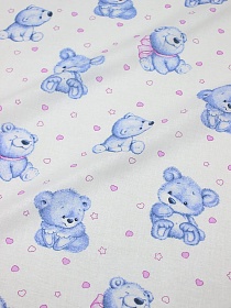 Мерный лоскут Ситец детский "Плюшевые медвежата", ш.0.95м, хлопок-100%, 90гр/м.кв