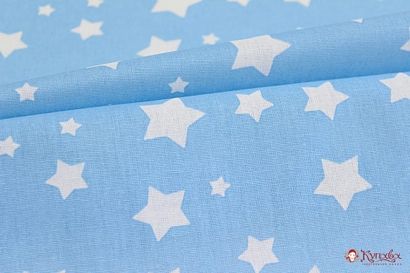 Бязь "Звездный дождь на голубом", ш.1.5м, хлопок-100%, 120гр/м.кв