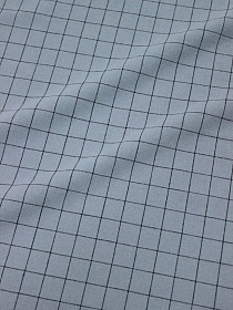 Вареный (стираный) хлопок "Черная клетка (1.8*1.9см) на серо-бирюзовом", ш.2.5м, хлопок-100%