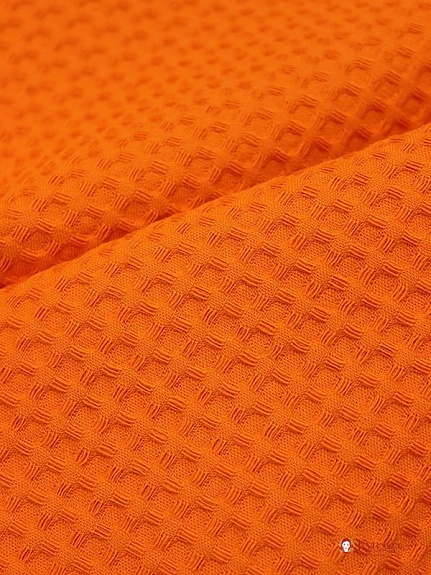 Вафельное премиум-полотно "Italy" цв.Ярко-оранжевый, ш.1.5м, хлопок-100%, 240гр/м.кв
