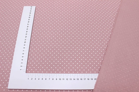 Теплый хлопок "Белый горох (2мм)" цв.пыльный розово-сиреневый, ш.1.5м, хлопок-100%, 150гр/м.кв