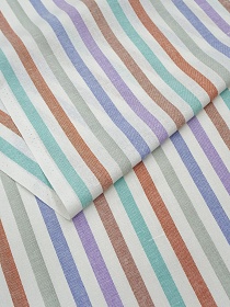 Холст полотенечный "Мятные/красные/серые полосы", ш.0.5м, лен-30%, хл-70%, 140гр/м.кв