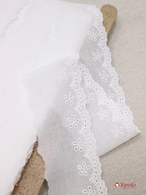 Шитье цв.молочно-белый (общая ширина 65мм, ширина вышивки 30мм), хлопок-100%, батист