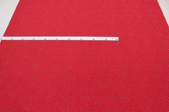 Штапель "Белые крапинки на св.красно-малиновом", ш.1.45м, вискоза-100%, 105гр/м.кв 