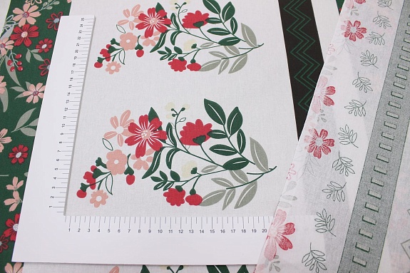 Поплин "Эмилия - цветочные дорожки", (комп), ш.2.2м, хлопок-100%, 110гр/м.кв