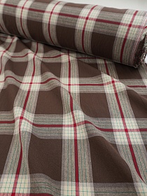 Вареный (стираный) хлопок "Клетка" цв.шоколадно-коричневый, ш.2.5м, хл-100%, 115гр/м.кв