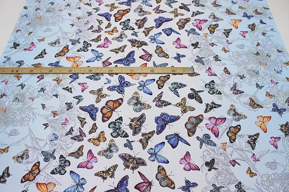 Бязь "Разноцветные бабочки", ш.1.5м, хлопок-100%, 140гр/м.кв