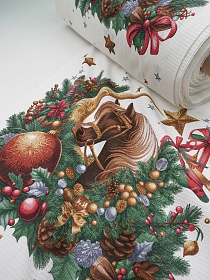 Вафельное полотно (холст) "Новогодняя удача", ш.0.5м, хлопок-100%, 165гр/м.кв, раппорт 63см