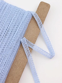 Кружево цв.небесно-голубая дымка, ш.10мм, хлопок-90%, п/э-10%, рис.129/20