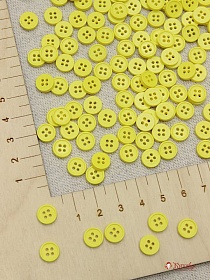 Пуговица пластмасса, цв.солнечно-желтый, 8мм, 4 отверстия