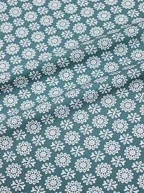 Штапель "Ажурный цветочный орнамент" цв.винтажная зеленая морская волна,  ш.1.44м, вискоза-100%