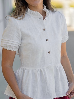 Блуза из крапивы рами в белом цвете