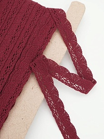 Кружево цв.бордовый, ш.19мм, хлопок-90%, п/э-10%