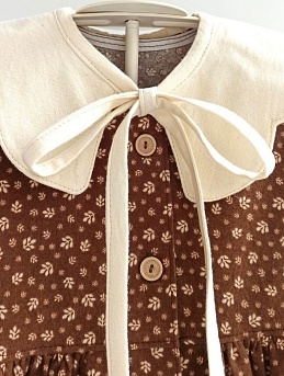 Детское платье из теплого хлопка "Маленькие листики"