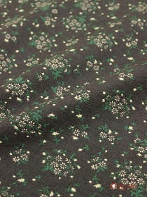 Плательный хлопок с микроворсом "Мелкое соцветие на темно-сером хаки", ш.1.43м, хл-100%, 135гр/м.кв