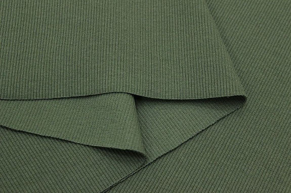 Кашкорсе цв.Темно-зеленый хаки, ш.1.2м (0.6м*2 чулок), Пенье, хлопок-95%, лайкра-5%, 450гр/м.кв