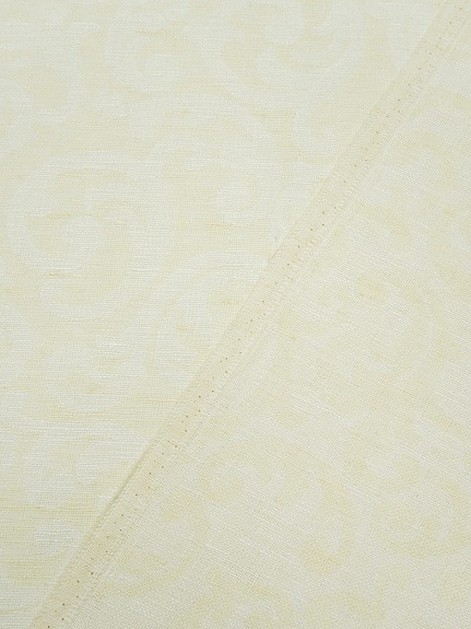 Полульняной жаккард "Морозный узор" цв.сливочный пломбир, ш.1.8м, лен-50%, хлопок-50%